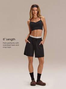 GLOWMODE SoftSerene 莫代尔百慕大可调节口袋短裤 日常休闲 - 黑色 - 查看 4