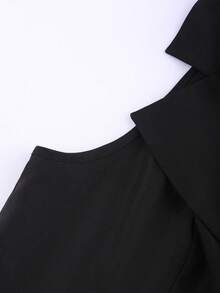 Franclia Bộ vest nữ cỡ lớn, màu trơn, cài cúc phía trước, kiểu dáng thường ngày, thích hợp đi làm, gồm áo gile và chân váy, áo tuxedo nữ, bộ đồ đen nữ, áo tank top đen nữ. - màu đen - Xem 4