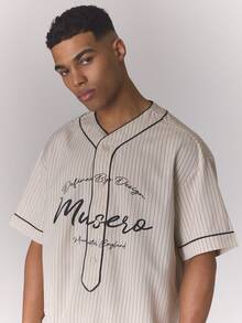 Musero Baseball Style Pin Stripe Jersey Shirt Boxy Button Through Button Placket Top Spring Summer Essentials - Multicolor - View 2