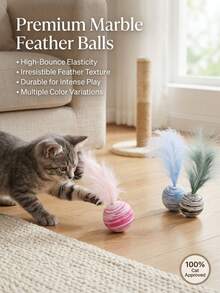 PETSIN Starry Sky Ball With Feather Cat Toy, EVA Stretch, Cat Interactive Play - Multicolor - View 3