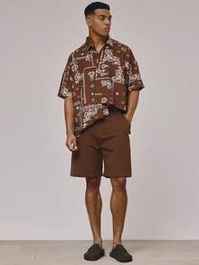 Musero 短袖落肩不对称纽扣印花衬衫，春夏必备假日沙滩装 - 彩色 - 查看 5