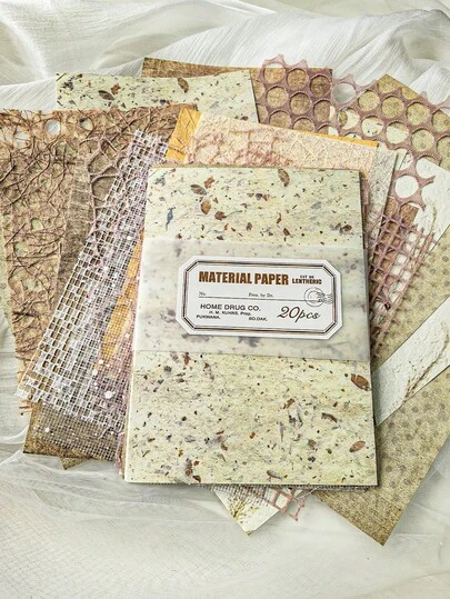 Giấy họa tiết ren rỗng hoa văn cổ điển, 20 tờ/gói, thích hợp cho sổ tay, sổ kế hoạch, album ảnh, và làm nền thủ công DIY theo phong cách retro.