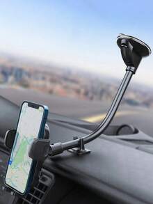 1 Stück universelle Auto Windschutzscheiben Handyhalterung mit flexiblem langem Arm, 360 Grad Drehung, Handyhalter kompatibel mit iPhone und Android Smartphones, sicher und stabil, Freisprechzubehör, perfektes Geschenk für Geburtstag, Familie, Freunde, Fahrer, unverzichtbar - Schwarz - Übersicht 2