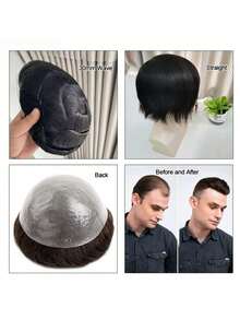 PU材质，100%真人发丝，自然逼真，隐形无痕，透气柔软，经久耐用，不掉发，有效遮盖头发稀疏、脱发和秃顶区域。 - S3 - 查看 4