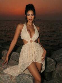 Sirith Đầm hè màu vàng nhạt gợi cảm với đường viền bất đối xứng, hở lưng, cổ yếm. - Màu vàng ngỗng - Xem 3