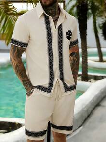 Manfinity RSRT Bộ áo sơ mi nam đồng bộ - Màu be - Xem 4