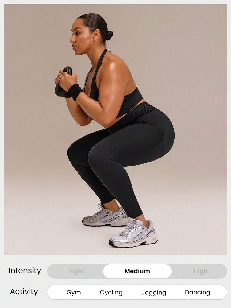 Plus Size 24" Ultrafine Soft Seamless Keep Glowing High-Rise Non-See Through Tummy Control Scrunch Butt Lifting Leggings Medium Impact Training Running Workout Gym Wear