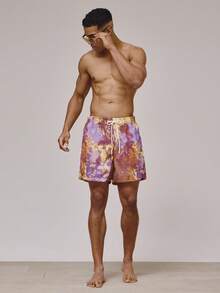 Musero 全印花弹力抽绳腰带泳裤，带口袋细节，春夏必备泳池沙滩泳装 - 彩色 - 查看 2