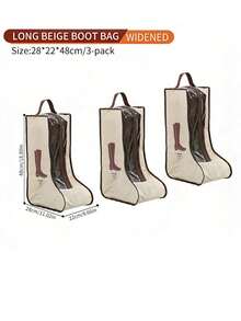 3pcs Travel Shoe Bags, Boot Storage Bags, Dust-Proof Ankle Boot Protective Bags With Handles, Portable Waterproof Ankle Boots, Men & Women Shoe Storage & Organization Bags (Ankle Boots) - Beige - View 3