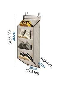 1pc Over The Door Shoe Organizer Narrow Rack, 4/8 Layer Large Pocket Storage, Hanging Shoe Rack For Closet, Dorm & Narrow Door, Color: Beige, Black - Multicolor - View 13
