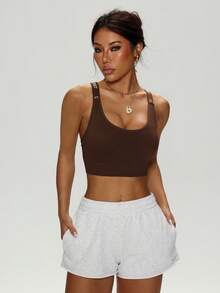 Velisys 3pcs Letter Print Criss-Cross Back Sports Bra Set For Summer - Multicolor - View 2