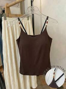Sparklyn Áo hai dây dáng ôm màu nâu kaki phong cách bohemian dành cho nữ tuổi teen, thích hợp cho kỳ nghỉ, du lịch, đi học và mặc hàng ngày. - Màu nâu  Mocha - Xem 3