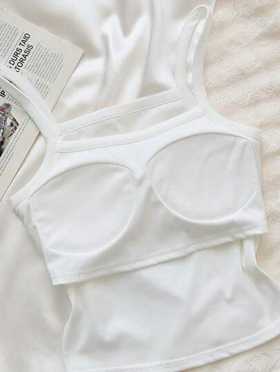 Women's Summer Casual Camisole With Built-In Padded Bra, Sexy Vacation Style Y2k