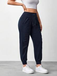 Jeanoix 女士休闲直筒弹力锥形牛仔裤，春夏款 - 藏蓝色 - 查看 3