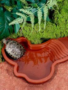 Large Reptile Bath Pool With River Shape Design, Smooth Round Edge Shallow Water Dish For Turtles Bearded Dragons Lizards Frogs, Tortoise Accessory - Multicolor - View 6