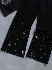 Coolqubz 2件套休闲复古印花T恤套装，适合青少年男孩日常穿着、通勤、休闲和街头服饰。 - 黑色 - 查看 3