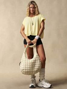 VARSITIE 女士运动T恤和背心 - 檸檬黃 - 查看 3