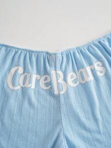 SHEIN X Care Bears 女士可爱小熊印花吊带背心短裤睡衣套装，夏季 - 藍色 - 查看 7