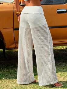 Muchica 米色镂空针织女裤 - 米色 - 查看 2