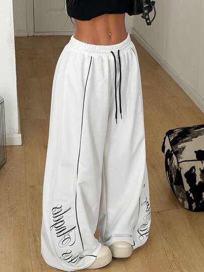 Coolane Pantalones cómodos de cintura elástica ancha de color gris estilo scimitar para salir y usar en verano