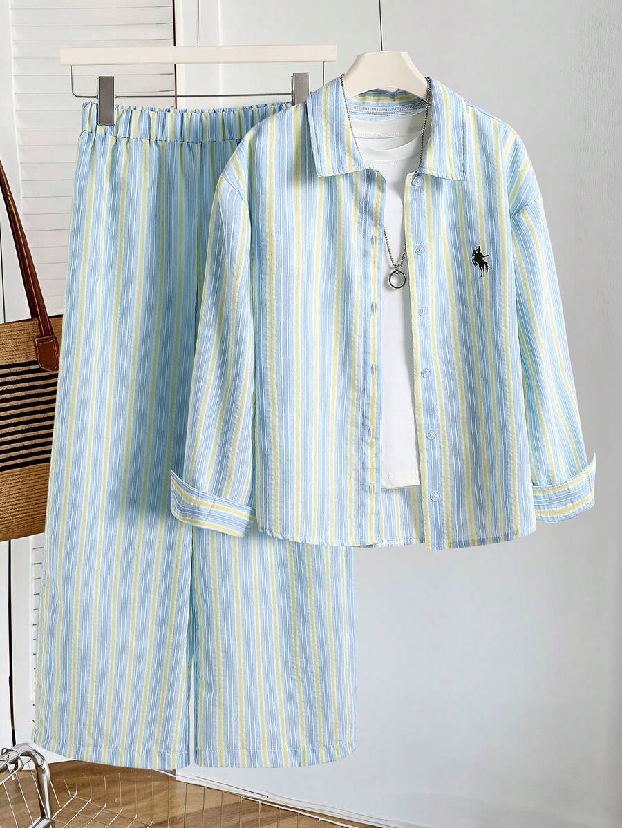 Tween Girls Shirt Co-Ords - Green - View 1