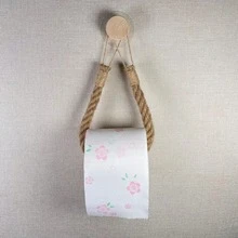1PC/2pcs Wall-Mounted Jute Rope Toilet Paper Holder, No Drill Required; Bathroom Jute Rope Tissue Roll Dispenser, Kitchen Wall-Mounted Paper Towel Rack With Hooks, Suitable For Roll Replacement - Modern Home Decoration Bathroom Accessories - Brown - View 7
