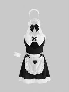 ROMWE Gothic Lolita Maid Sexy Nightgown - Black - View 1