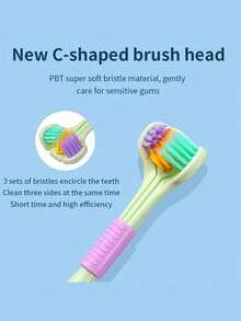 1/2pcs 3-Sided Soft Bristle Toothbrush, Deep Clean V-Shape Design, Ergonomic Oral Care Brush For Sensitive Gums - Multicolor - View 5