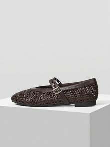 MOTF ZAPATOS PLANOS DE MUJER CON TRENZA Y PUNTA REDONDA PARA PRIMAVERA - Café integral - Ver 6