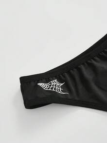 ROMWE Đồ lót nữ in chữ theo phong cách Gothic - màu đen - Xem 3
