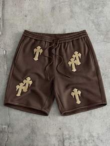 AXEPEAK Men's Casual Cross Embroidered Shorts, Summer - Multicolor - View 1