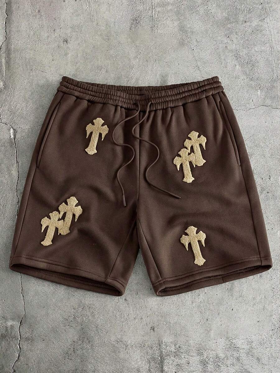 AXEPEAK Men's Casual Cross Embroidered Shorts, Summer - Multicolor - View 1