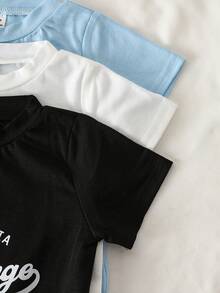 Áo thun ngắn tay cổ tròn in chữ cho bé trai, kiểu dáng thường ngày, thích hợp cho mùa hè. - Nhiều màu - Xem 6