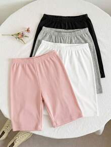 SHEIN Girlism Paquete múltiple de pantalones cortos/shorts de ciclista informales para niñas preadolescentes, adecuados para el verano casual, el campus, los deportes, el picnic al aire libre, la fotografía callejera, el Día de la Madre, la graduación, apropiados para el uso diario, salidas, vacaciones y días festivos, para chicas con estilo, ropa casual, nuevo estilo, regreso a clases - Multicolor - Ver 8