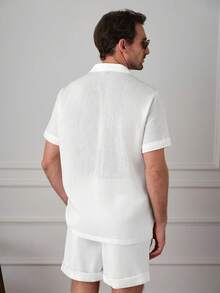 Core Aspect Set di camicia a maniche corte e pantaloncini di colore unito da uomo - Bianco - Visualizzare 2