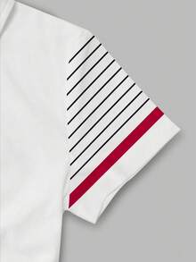 Resyla Women's Striped Polo Collar Short Sleeve Casual T-Shirt - White - View 3