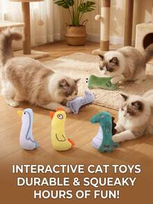 PETSIN Dinosaur, Chicken And Animal-Shaped Cat Toys, Soft And Plush, Can Interact With Cats. - Multicolor - View 4