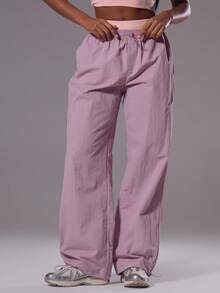 Musera Sport Adjustable Toggle Light Weight Active Shell Pants Workout Gym Sports Pilates Fitness Daily Casual Hibiscus - Mauve Purple - View 3