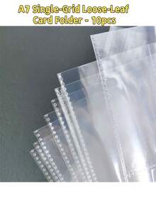 10 fogli di ricambio trasparenti formato A7, organizer per schede sciolte con tasche, pagine interne in PP trasparente per album fotografici. Adatto per appassionati di diari, collezionisti di carte, studenti, fotografi, amanti della cancelleria, per uso in studi, aule, studi e organizzazione domestica. - Multicolore - Visualizzare 6