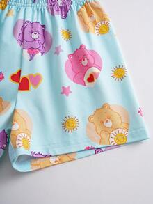 SHEIN X Care Bears 女童可爱卡通印花短袖休闲夏季睡衣 - 彩色 - 查看 10
