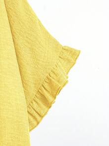 Linhara Zanzea Women Plus Size Casual Solid Color Linen Tops,Yellow Batwing Ruffle Sleeve Blouse,Summer Boho Vacation Zipper Back Jumper Tshirts Clothes - Yellow - View 3
