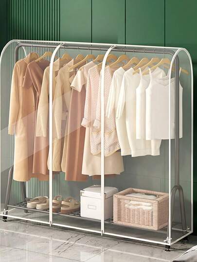 1 Universal Clear Washable Hanging Dustproof Moisture Proof Zippered Garment Cover With Single Double Zipper For Coats Suits Dresses Women's White T Shirts Black Pants Winter Spring Summer Clothes Bedroom Storage Wardrobe Organizer
