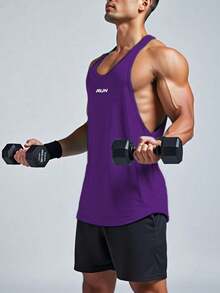 GymBeat Áo ba lỗ thể thao nam in chữ - Màu tím - Xem 3