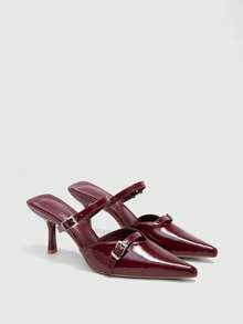 CUCCOO BIZCHIC Women's High Heels, Versatile Retro Style, Effortlessly Elongate Legs - Burgundy - View 2