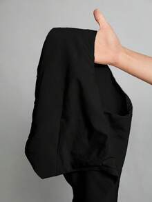 SHEIN Tall Áo vest không cổ, cổ chữ V, cài cúc phía trước, màu kaki trơn, trang phục công sở, thường ngày dành cho nữ, phù hợp mùa thu/đông. - màu đen - Xem 8