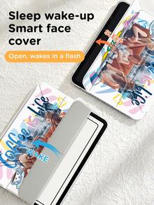 FRIENDS X SHEIN Ốp bảo vệ máy tính bảng Friends tương thích với iPad 11/Pad 10/Pad 9/Pad Air thế hệ thứ 5/Pad Air thế hệ thứ 7 13 inch/Pad Air thế hệ thứ 6 11 inch/, tương thích với Samsung Galaxy Tab A9 Plus, chất liệu cao cấp, có thể gập 3+Y, chức năng tự động bật/tắt màn hình và ngăn đựng bút tích hợp, chống sốc. - Nhiều màu - Xem 7