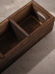 A Wooden Tea Bag Organizer With Three Compartments, Including A Sugar Bag Holder, Suitable For Countertop Use. - Multicolor - View 5