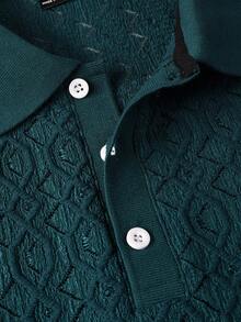 Manfinity Mode Men's Short Sleeve Textured Fabric Polo Shirt, Suitable For Outings, Gatherings, And Office Wear, Formal - Green - View 7