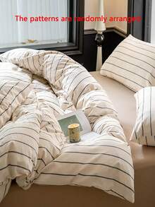 Cirelle Bộ ga trải giường kẻ sọc phong cách Boho – 3 món, chất liệu cotton giặt mềm mại như vải lanh, thoáng khí, kiểu dáng trang trại, gồm 1 ga trải giường + 2 vỏ gối (không kèm ruột chăn). - Màu be - Xem 9