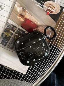 Vintage Star Angel WingCase With Strap, Unique Design For 2/3/Pro/4, Creative Protective Cover For Girls, Cute Hard Shell With Keychain - Black - View 2